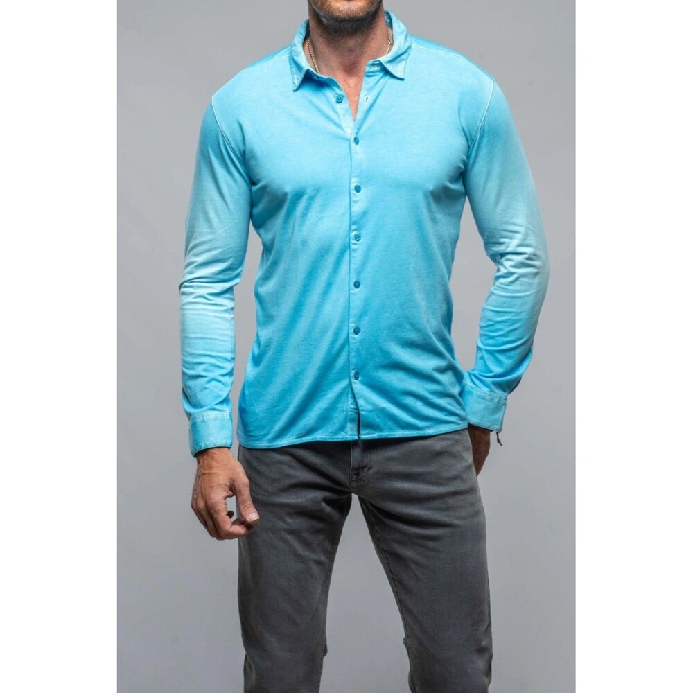 Georg Roth Cambria Long Sleeve Button Up Polo Shirt Men's Large Pima Cotton Peru